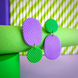 Brincos TUDO - Purple & Green