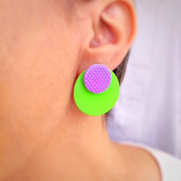 POIS Earrings - Purple & Green
